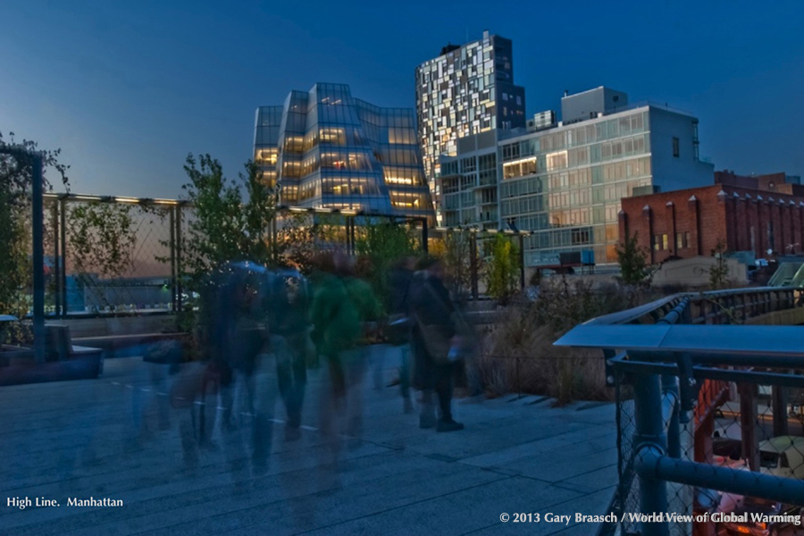 Cities Communities climate. New York City adaptation. High Line park. Efficient buildings