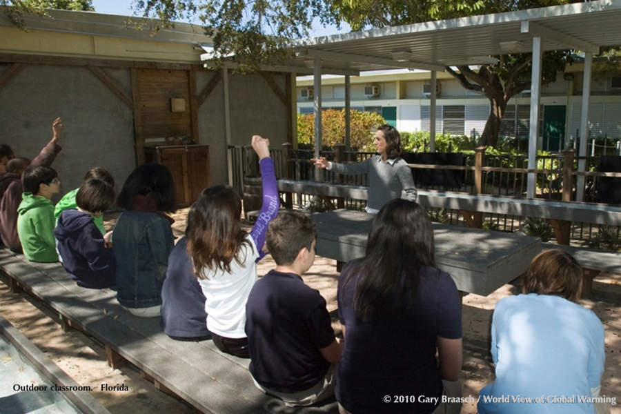 Outdoor classroom at Carver School in Florida keeps A/C from being turned on, saving money, evergy and emissions.