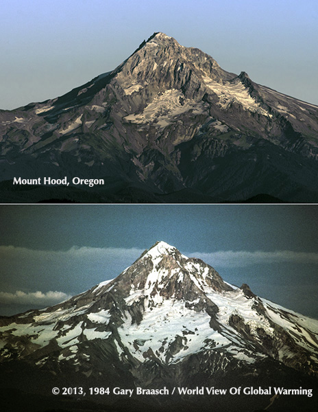 Mount Hood, Oregon, Cascades Range, end of summer glacier, snowpack changes.