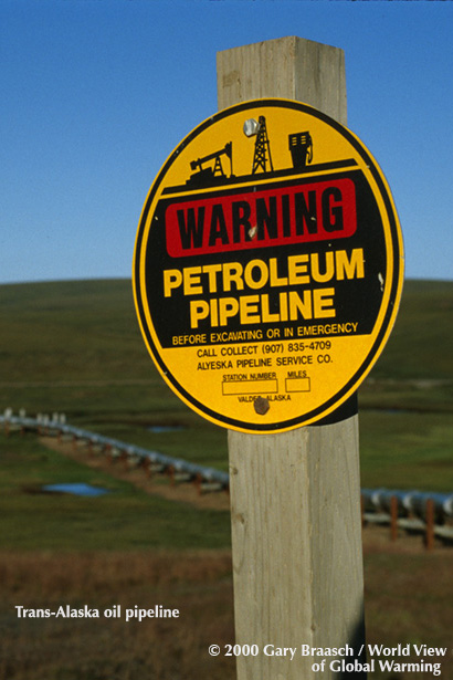 Sign on the Trans Alaska Oil Pipeline.
